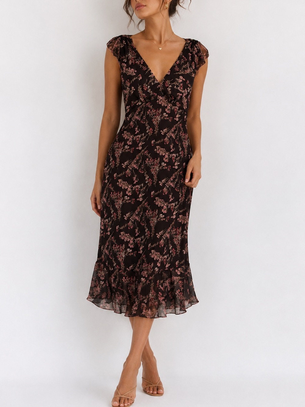 Vintage Y2K Fairycore Whimsy Goth Floral Mesh  Dress Coquette S